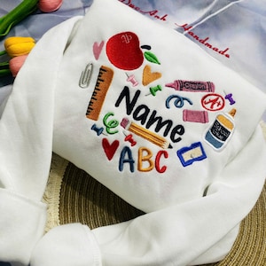 Teacher Heart Embroidery , Back to School Embroidery, Teacher Gift, School Supplies Embroidery