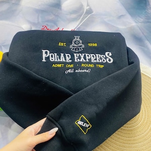 Embroidered Sweatshirt, Polar Express Embroidered Sweatshirt, Christmas Movie Sweatshirt, Vintage Polar Express Jumper, Winter Crewneck