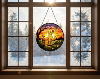 Butterfly Cat Glass Suncatcher, Faux Stained Glass Window Decor, Cat Lover Present, A Beautiful Artistic Gift