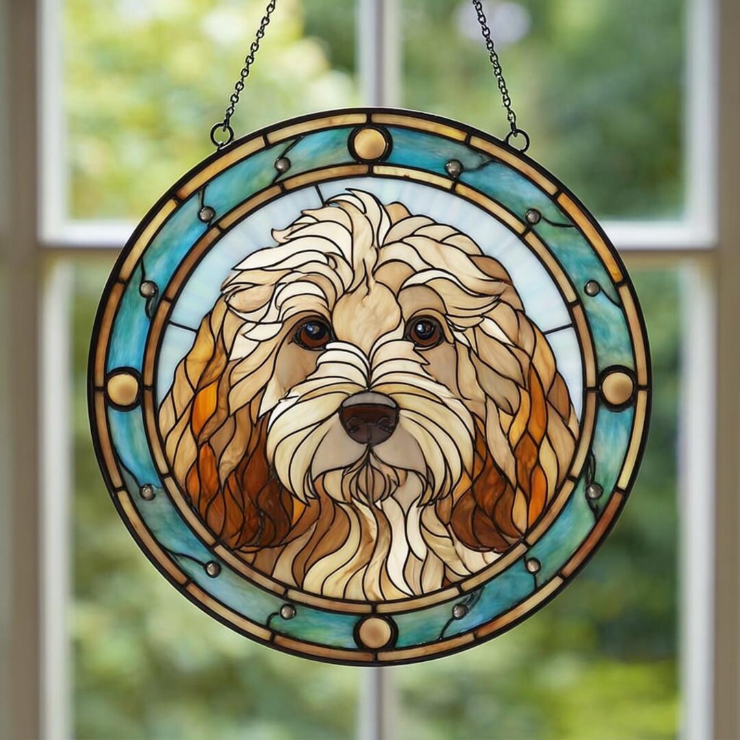 Stained Glass Cockapoo Cockapoo Stained Glass Suncatcher, Pet Memorial Gift, Housewarming ...