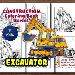 Excavator Coloring Book for Kids – 14 Printable Construction Vehicle Pages | Fun & Educational PDF Download