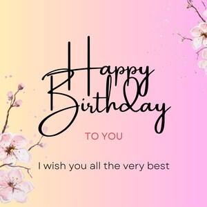 Cartão de Feliz Aniversário com Flores Rosa | Cartão de Saudações para Imprimir em PDF | Cartão de Aniversário em Aquarela | Download Instantâneo | Cartão Dobrado Elegante