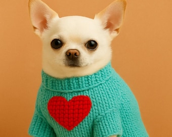 Dog Sweater Crochet Pattern PDF – No Sew Small Dog Pullover – Beginner Friendly Digital Download – Chihuahua & Yorkie Size
