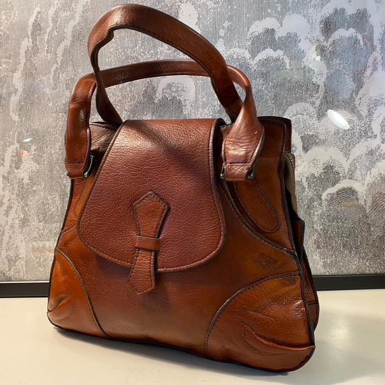 Sac à Main FIOCCHI Italy En Cuir Noir Vintage - Style Sac Marin - Occasion