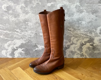 SALE - Vintage Leather Riding Boots - Cognac Brown Sam Edelman - US 7.5