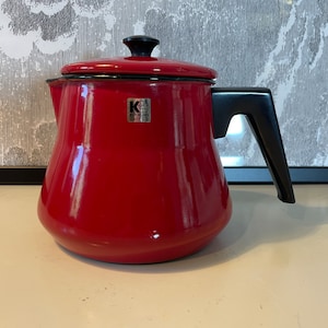 Vintage Kockums enamel coffee pot - red - perfect condition