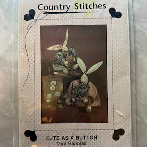 Country Stitches Cute As A Button Mini Bunnies Doll Pattern Vintage 1990 Rabbit Doll Sewing Pattern Gifts for Rabbit Lovers Gifts Uncut