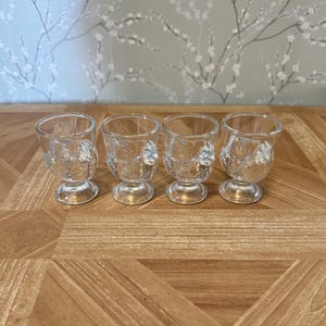 Arcoroc Clear Glass Chicken Egg Holders Set of 4 Vintage Glass Made in France