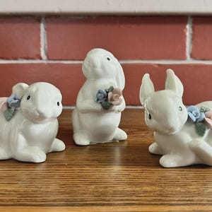 Porzellan-Kaninchenfiguren-Set Weinlese-weißes Kaninchen-Kaninchenfiguren-Kaninchenliebhaber-Geschenke für Kaninchenliebhaber Weinlese-Kaninchenfigur-weißes Kaninchen