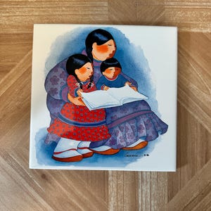 Barbara Lavallee Ceramic Art Tile Alaskan Inuit Trivet Wall Art Vintage Tile 1990's