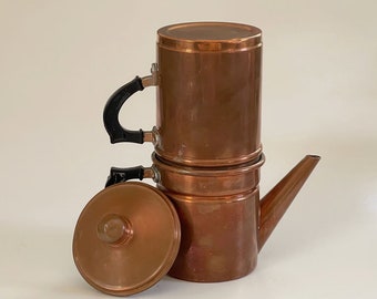 Old Italian Copper Espresso Stovetop Neapolitan Coffee Espresso Maker Complete