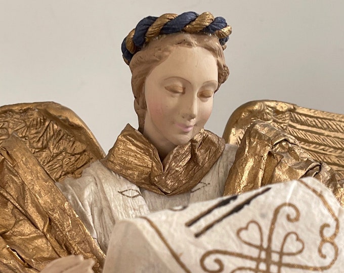 Vintage Paulette Cui Angel Table Ornament Hand Made of Abaca and Rice