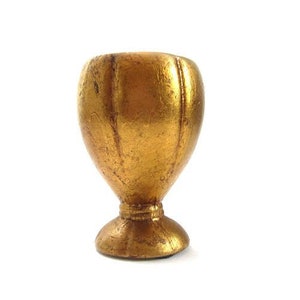 Freeman McFarlin Gold  Footed Vase 1950s California Potteries - Gold Leaf Decorative Housewares