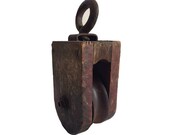 Antique Wood Barn Pulley - Industrial Wood and Cast Iron Pulley - Industrial Rural Farm Americana