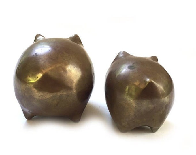 Vintage Solid Brass Pigs Swine Figurines Paperweights Barnyard