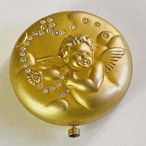 Estee Lauder Lucidity Angel Powder Compact / Gold Tone Estee Lauder Compact / Lauder April Angel