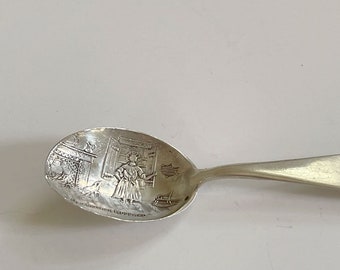 Antique Sterling Old Mother Hubbard Watson Company Baby Spoon Souvenir / Nursery Rhyme Baby Spoon