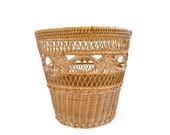 Small Natural Wicker Wastebasket Small Trash Basket Wicker Planter