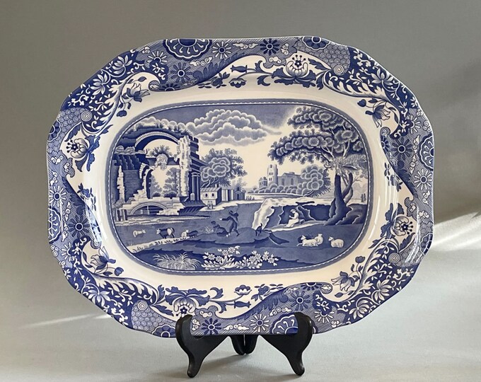 Spode Blue Italian Medium Platter / Chinoiserie Blue and White Platter