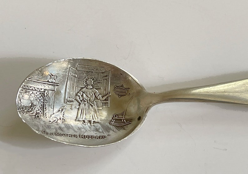 Antique Sterling Old Mother Hubbard Watson Company Baby Spoon Souvenir / Nursery Rhyme Baby Spoon image 2