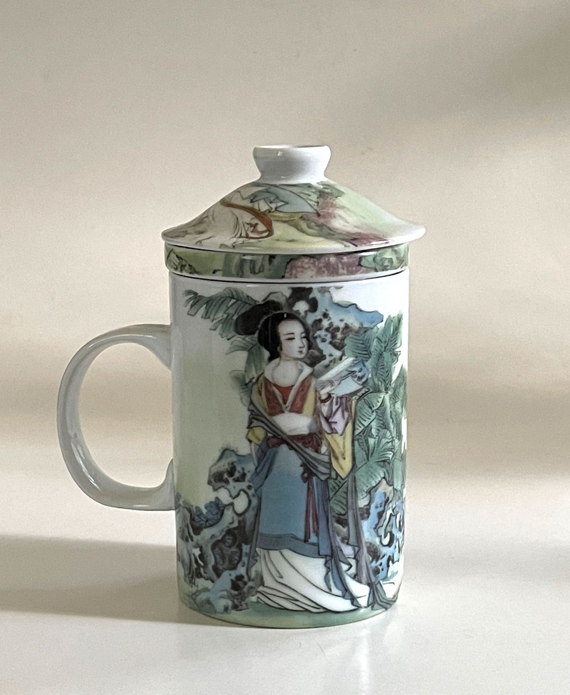 Japanese Porcelain Tea Cup Mug With Lid and Infuser 3 Piece Etsy