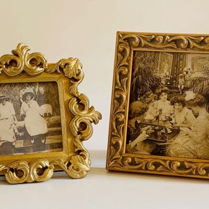 2 Small Gold Tabletop Frames with Photos in 2 Sizes