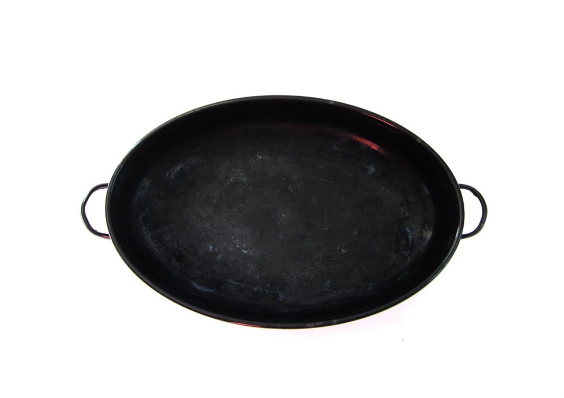 Vintage Dark Blue Savory Enamel Roasting Pan Large Etsy