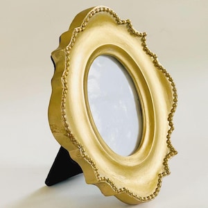 Oval Gold Resin Picture Frame  / Tabletop Frame with Easel / Small Oval Frame