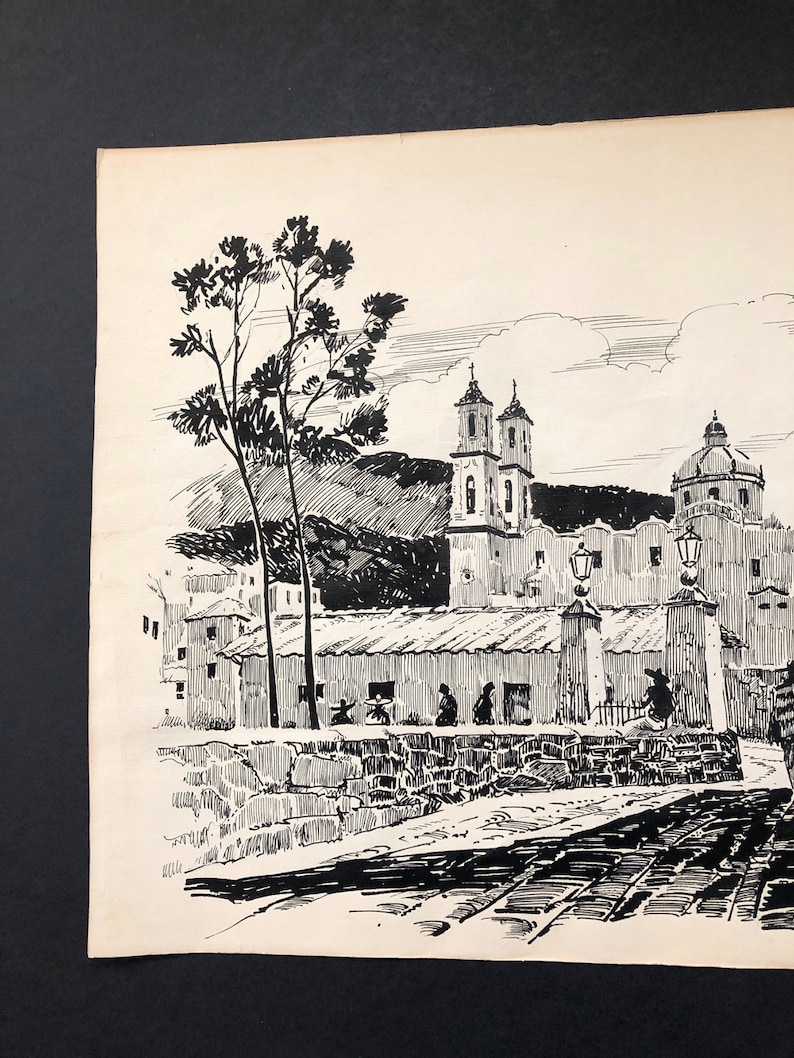 Original Mexican Art Pen and Ink / Artist Wilmer S. Richter Etsy