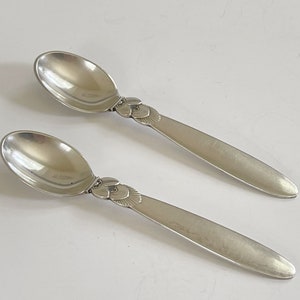 Georg Jensen Sterling PAIR Demitasse 1930 / Demitasse Spoon Kaktus Cactus Pattern Demark