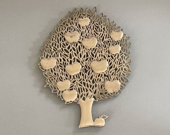 Tree of Life Trivet Apple Tree Silver Metal Tree Made in Italy / Kitchenware / Vintage Italian Trivet