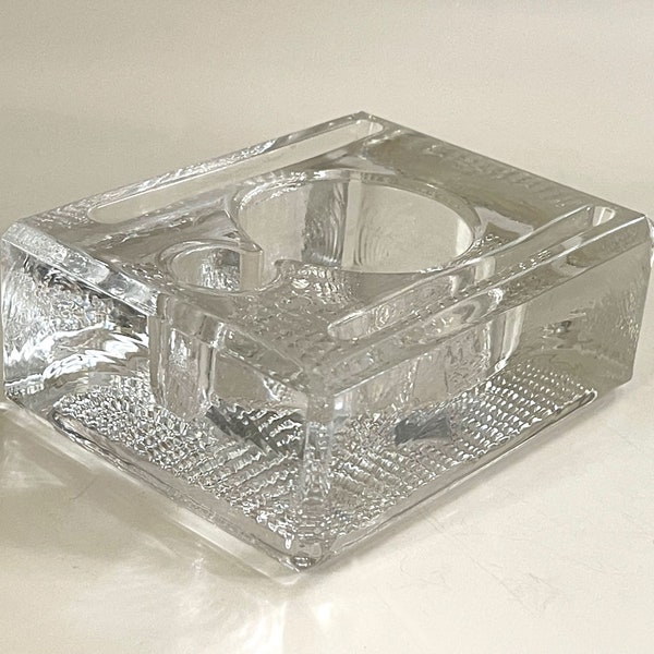 Vintage Glass TWN CO Inkwell / Vintage Desk accessory / Antique Desk Accessory / TWN Co Inkwell Square Glass