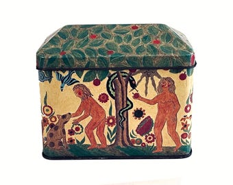 Tin Box Adam and Eve in the Garden of Eden Scenes / Vintage Temptation