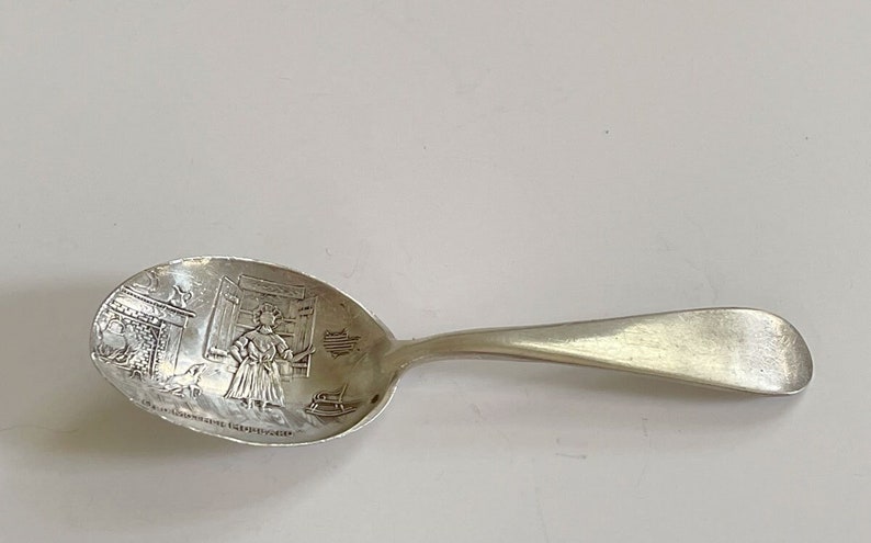 Antique Sterling Old Mother Hubbard Watson Company Baby Spoon Souvenir / Nursery Rhyme Baby Spoon image 1