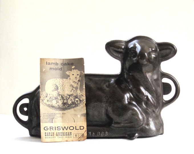 Vintage Griswold Cast Iron Lamb Cake Mold No. 866 With Recipe Book Etsy