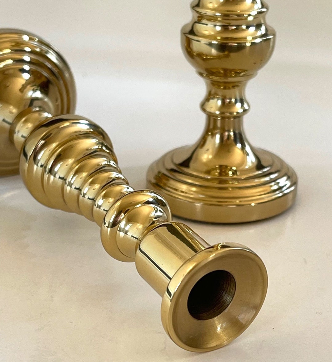 Pair BALDWIN Brass Candle Holders in USA / SHORT Etsy