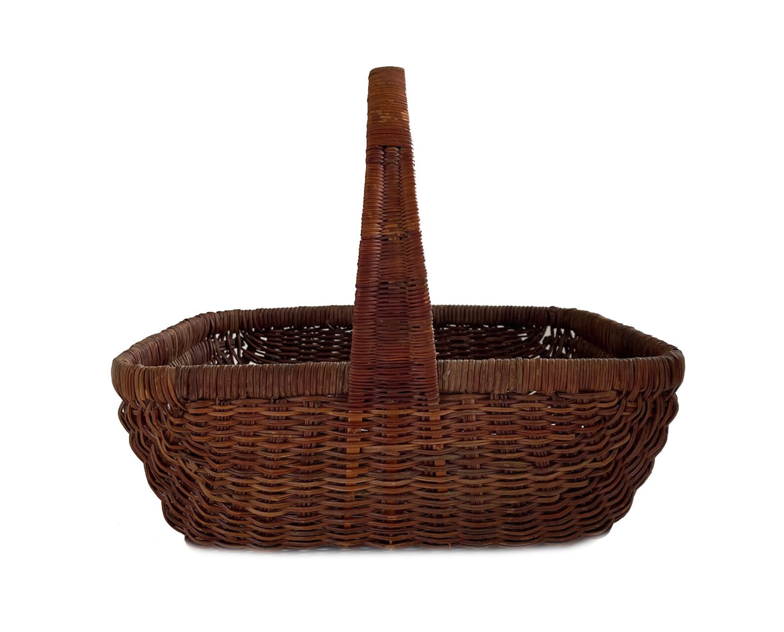 Rectangle Flat Bottom Wicker Basket with Pegged Handle / Etsy