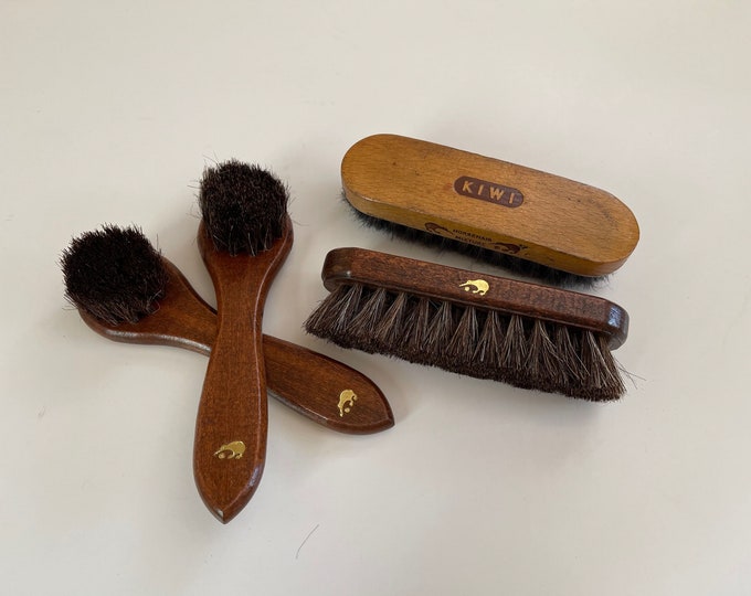 4 Kiwi Shoe Shine Brushes Polish & Brushing / Vintage Kiwi Shoe Shine