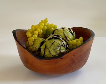 Cherrywood Burl Bowl Hand-made Signed Oval Bowl