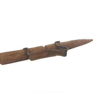 Antique Corn Husking Peg / Hand-carved and Leather Native American Husker Peg Shucker