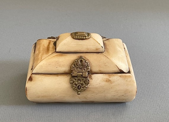 Vintage Camel Bone Trinket Box / India Trinket Bo… - image 2