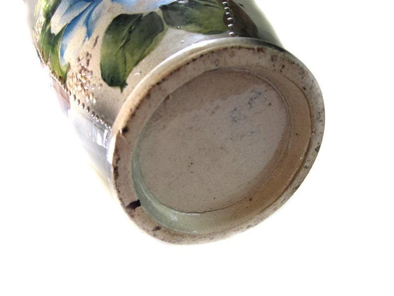 Japanese Moriage Pottery Vase With Hand Painted Floral Motif / Antique ...