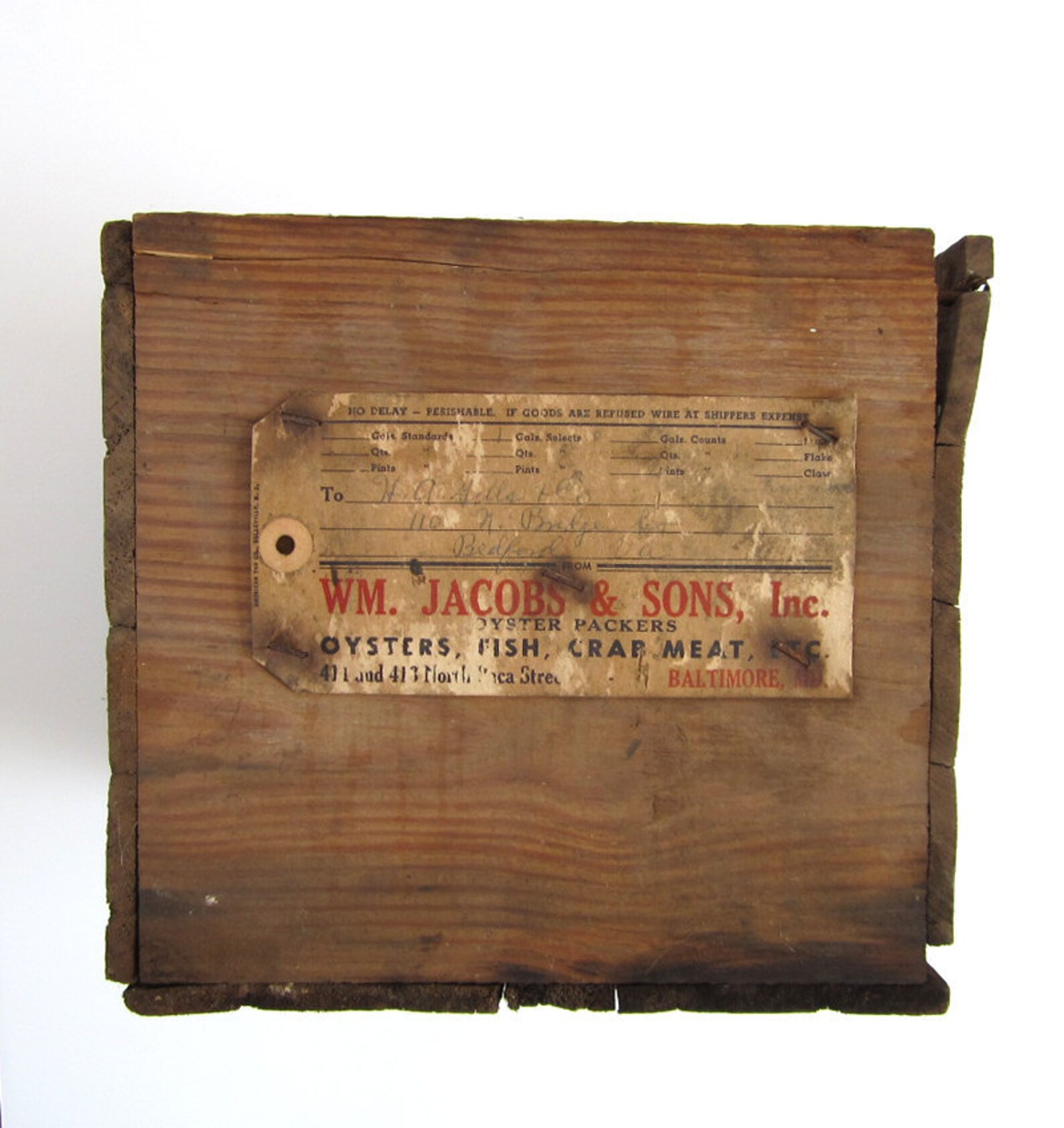 Vintage Wooden Oyster Crate Box from Baltimore Etsy