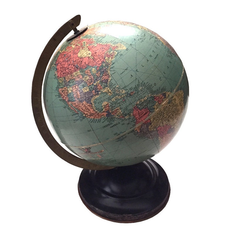 Replogle Desktop World Globe Sphere Circa 1938 1948 10 Made In Usa Educational