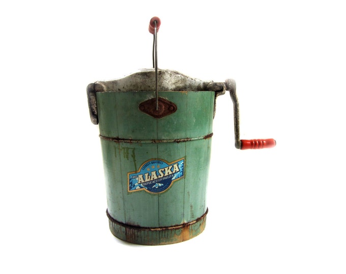 Antique Alaska Ice Cream Maker Hand Crank Freezer USA Etsy
