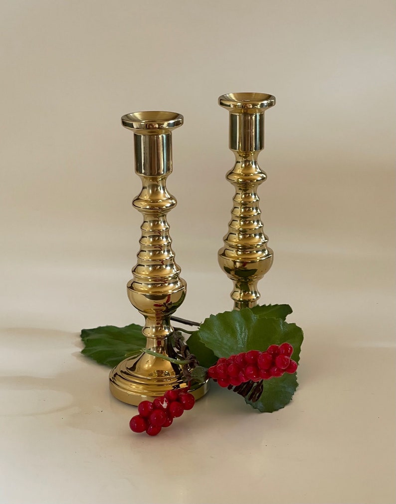 Pair BALDWIN Brass Candle Holders in USA / SHORT Etsy