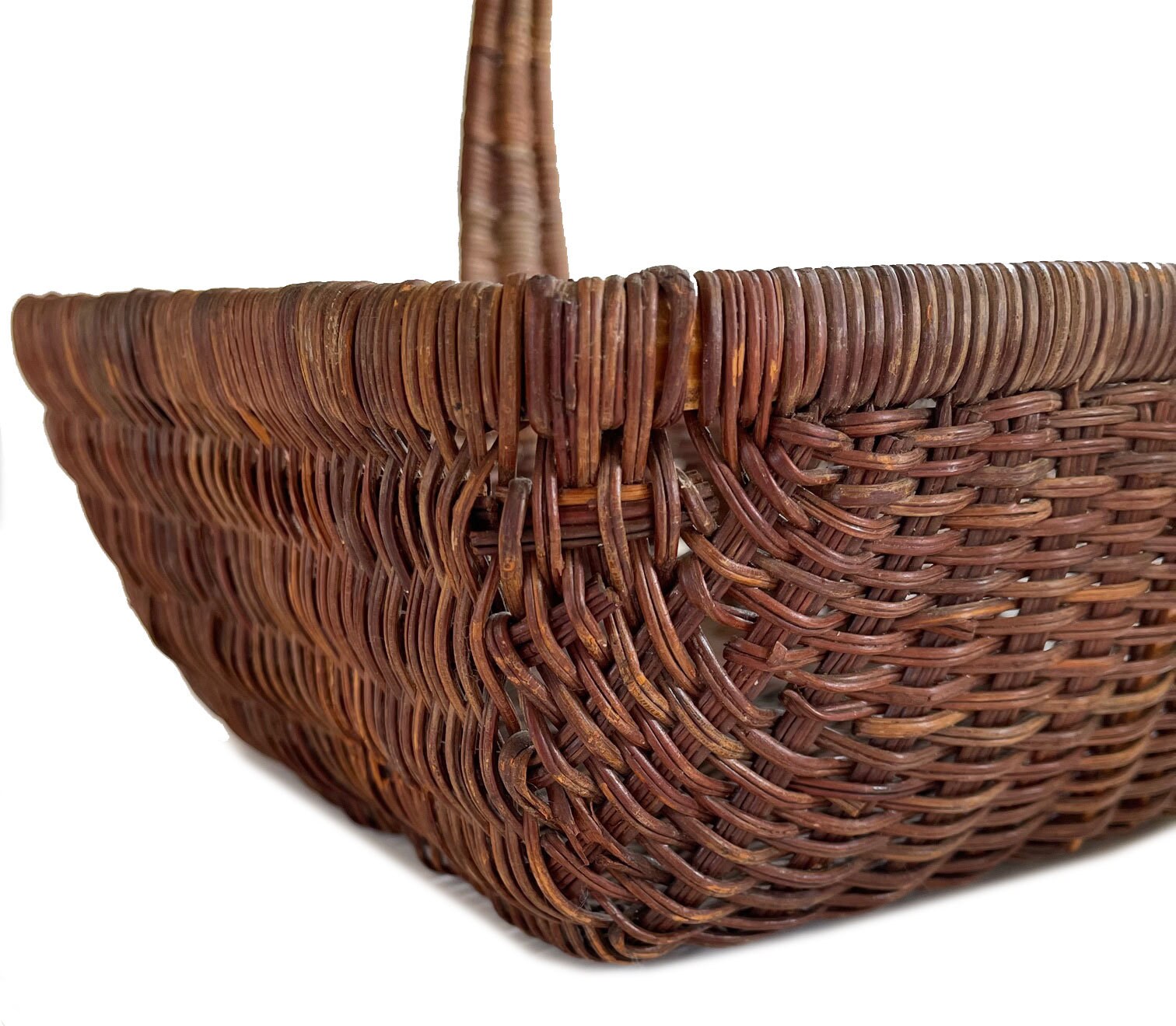 Rectangle Flat Bottom Wicker Basket with Pegged Handle / Etsy