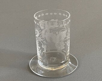 Hawkes Cut Glass Cigarette Cup Killarney Design Trefoil Signature Antique American Cut Glass