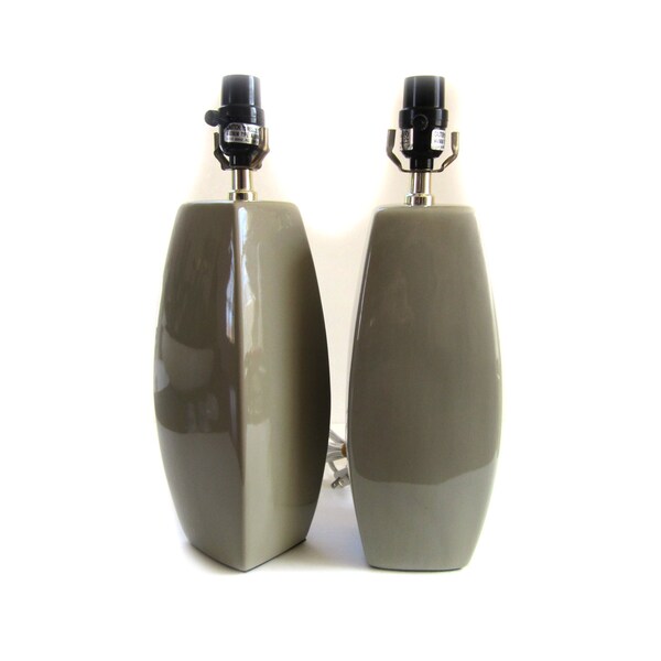 PAIR of Ceramic Lamps Sandstone Dove Gray