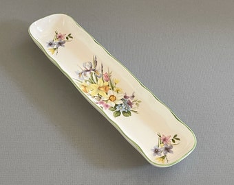 Crown Staffordshire China Floral Pin Tray / Crown Royal Mint Tray / Vintage Floral Trinket Tray /